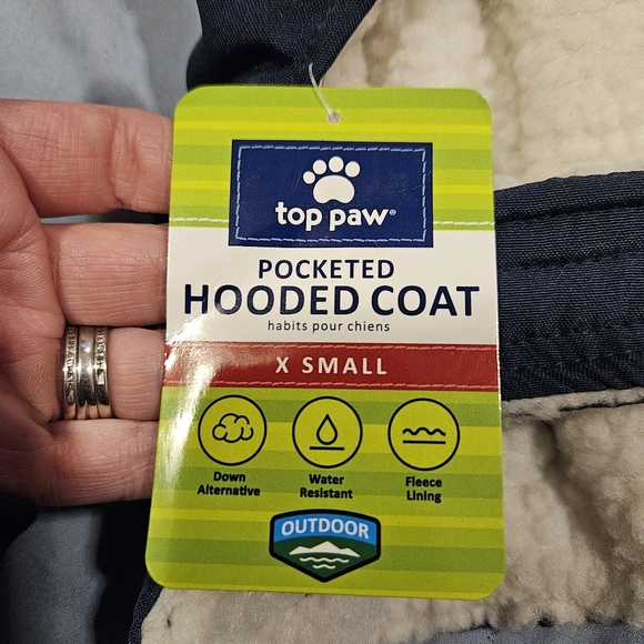 Top Paw dog hooded coat blue fur trim - Picture 7 of 12